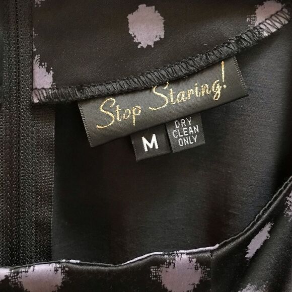 Stop Staring! Dress Black Celebrity Dot 1950s Wiggle Midi Retro Cocktail Medium - Picture 8 of 16